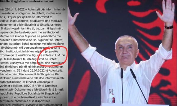 Letra e Autoritetit për Informimin që e cilēson ish-presidentin Meta  bashkëpunētor të sigurimit