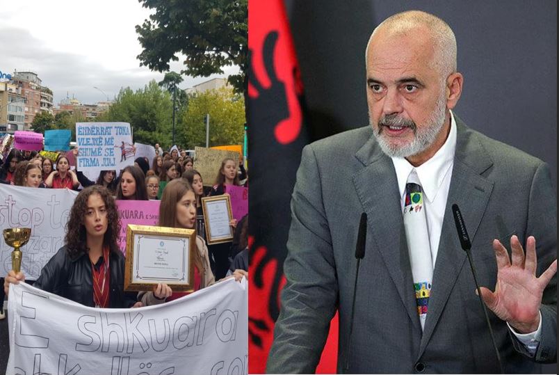 Nga Ministria e Arsimit tek Kryeministria, nxënësit e “Mehmet Akif” marshojnë mes të shiut