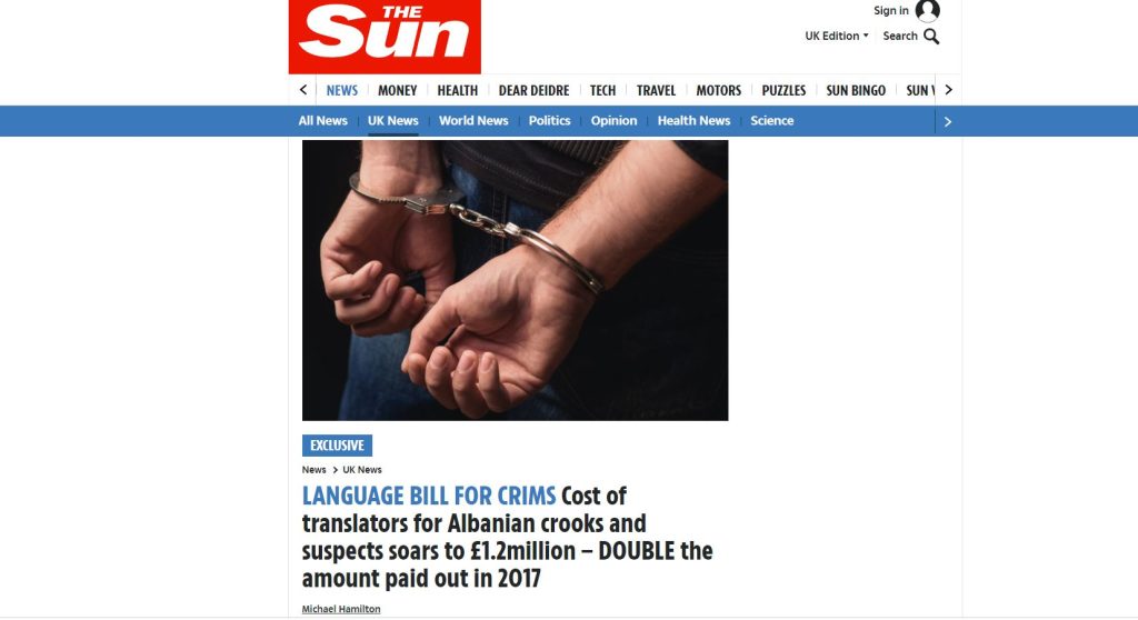 The Sun: 1500 shqiptarë janë në burg