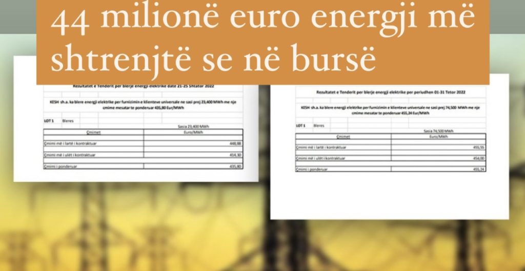 KESH   shpenzoi  44 mln euro për muajin tetor