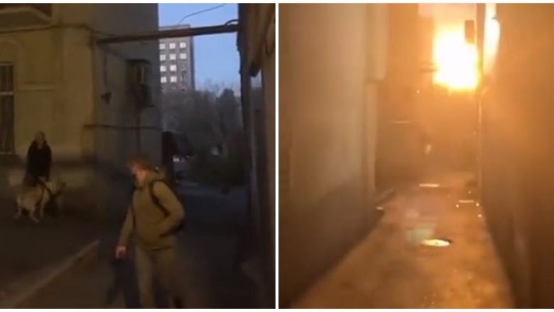 Kiev, momenti kur droni kamikaz përplaset dhe shkakton shpërthimin gjigant