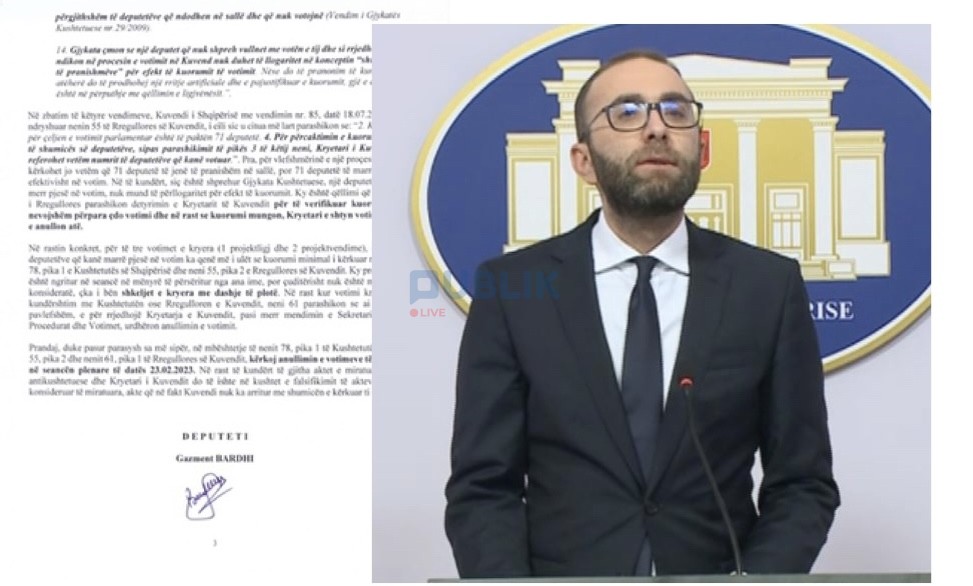 Gazment Bardhi kërkesë kryetares së Kuvendit: Shkele Kushtetutën, anulo votimin e seancës së djeshme