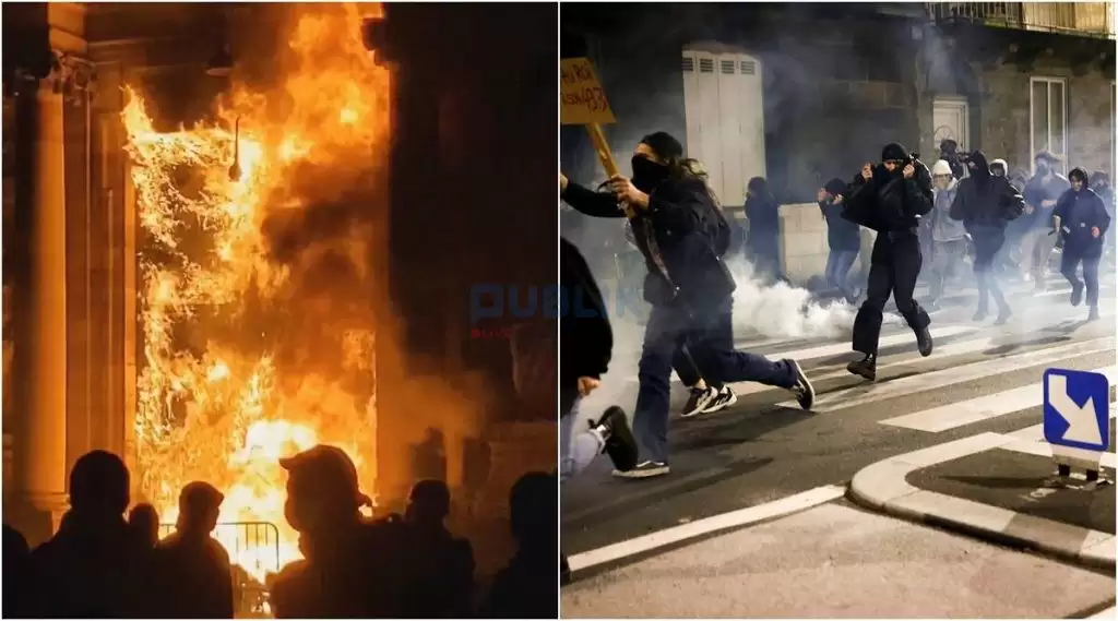 Protestuesit kundër projektligjit të qeverisë për reformën e pensioneve në Francë i vënë flakën Bashkisë Bordeaux