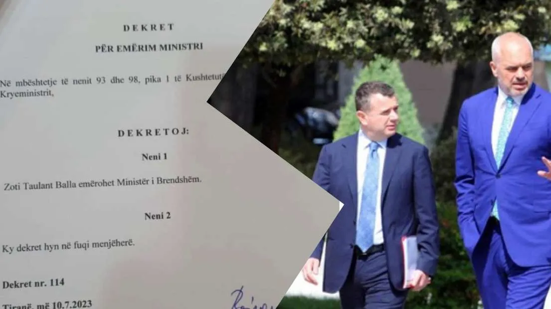 Dokumenti/ Presidenti   emërimin e Taulant Ballës si Ministër i Brendshëm