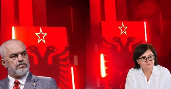 Flamuri shqiptar me yllin komunist shfaqet në festën e “Nonës” në Përmet
