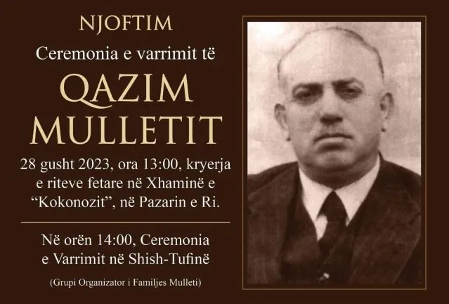 Eshtrat e Qazim Mulletit, ish-Prefekti i Tiranës kthehen nga   Roma në atdhe