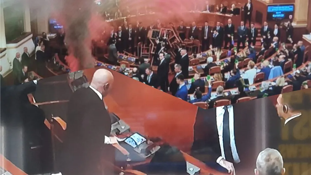 FOTO/ Shpërthen zjarri në Kuvend, Rama ja “mbath” me shpejtësi