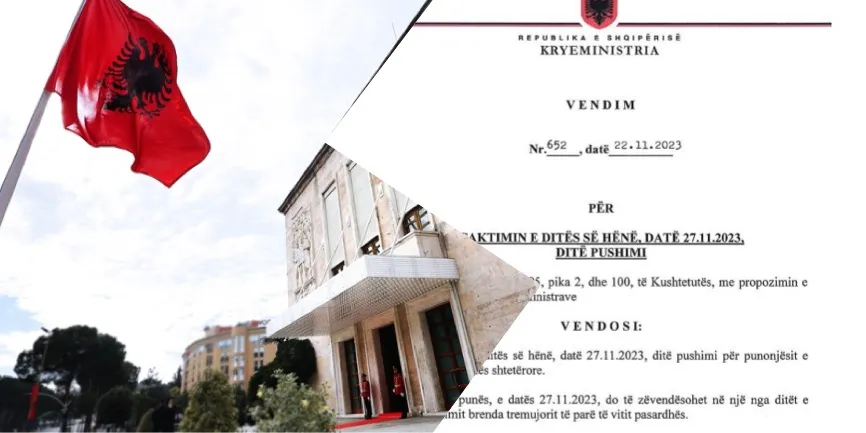 Qeveria shpall ditën e hënë 27 nëntor  pushim!
