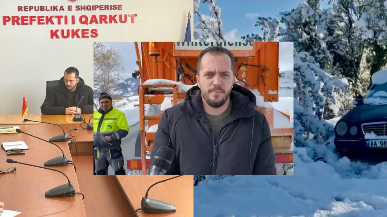 Prefekti i Kukesit, Granit Gjana flet për situatën në  veri : Reshjet e dendura të borës shkaktojnë bllokim rrugësh dhe mungesë energjie
