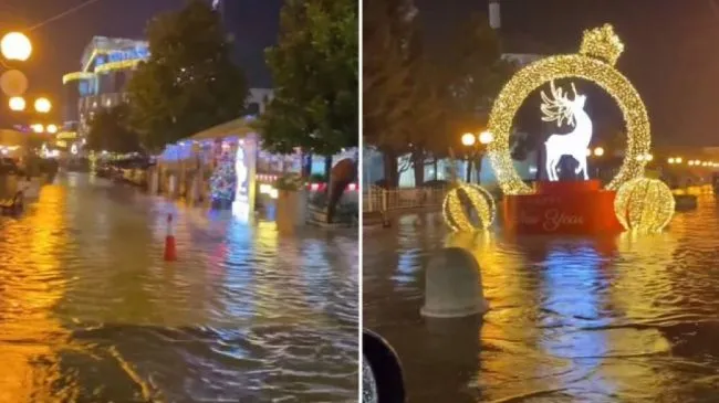 Shkodra  dje u përmbyt me pak minuta shi