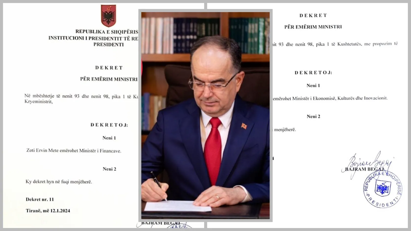 Super-ministri Blendi Goxhe dekretohet  nga presidenti Begaj