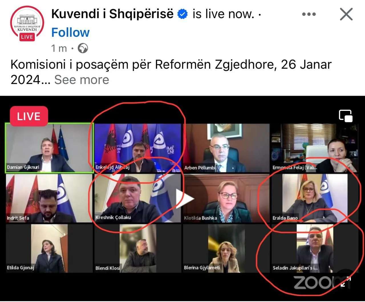 Deputeti i opozitës publikon foton e Komisionit të Reformës Zgjedhore online: U mblodhën në WC-të e Surrelit!