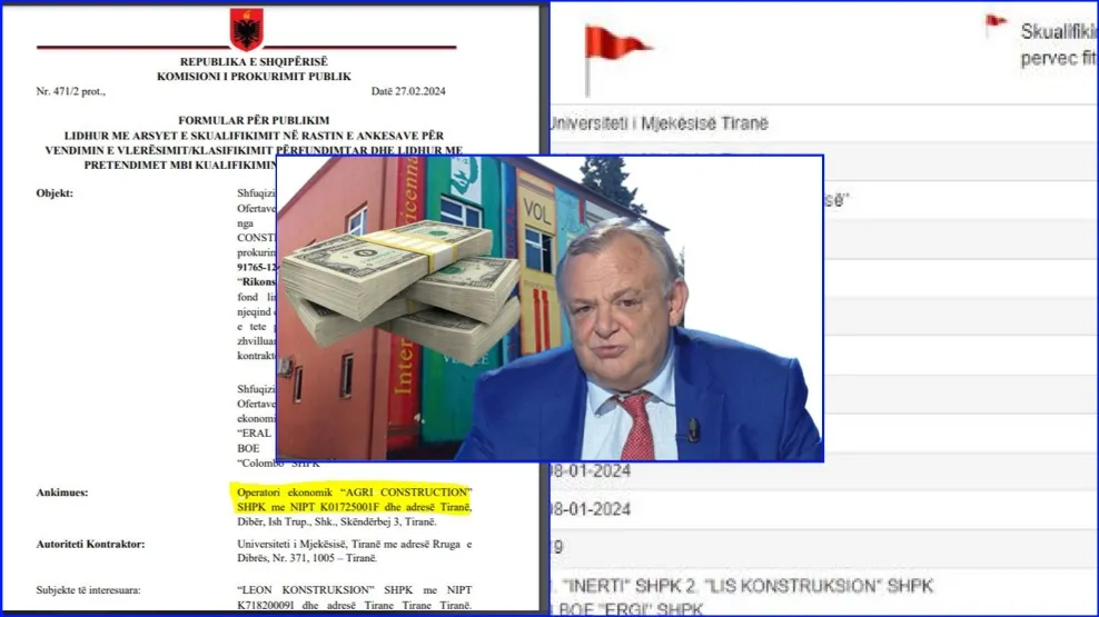 Dy biznese denoncojnë tenderin e Arben Gjatës:  800 MLN lekë  Cushajt për Godinën e Anatomisë