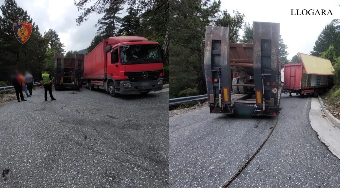Kamioni rrëshqet dhe bllokon Llogaranë, vijon puna për lirimin e rrugës