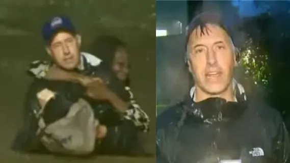 VIDEO/ Meteorologu ndërpret transmetimin live për të shpëtuar gruan e bllokuar në makinë