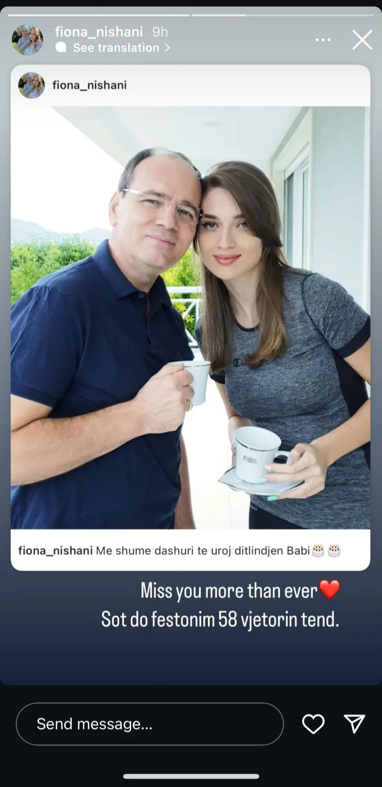 Vajza e ish-presidentit Bujar Nishani rikujton të atin në ditën e tij të lindjes: Më mungon më shumë se kurrë!