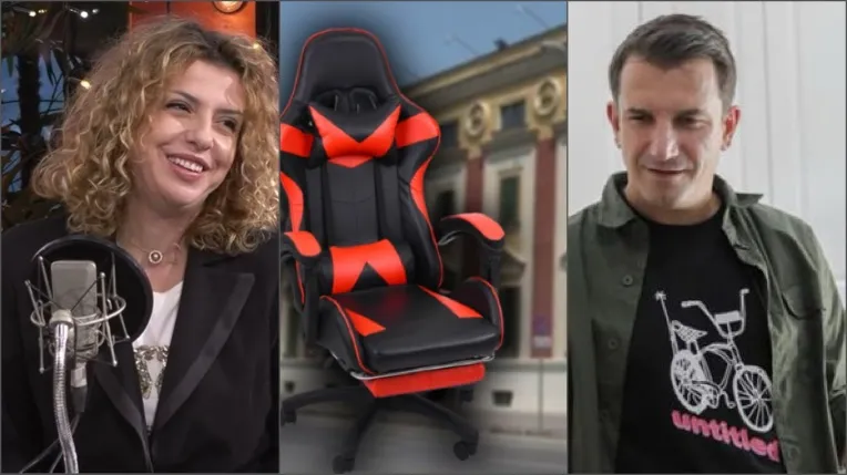 Veliaj i blen drejtoreshës 30 MLN lekë karrige rrotulluese  me masazh dhe varëse rrobash