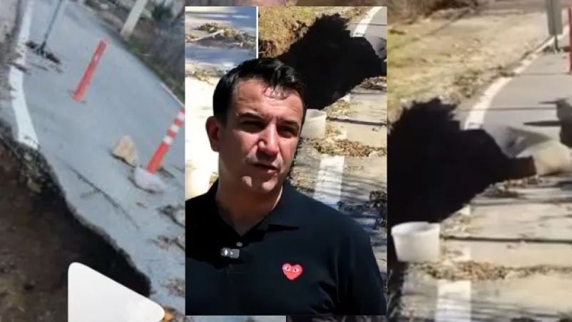 Skandali i radhës: Shembet pas 5 muajsh  rruga e re në Zall Bastar