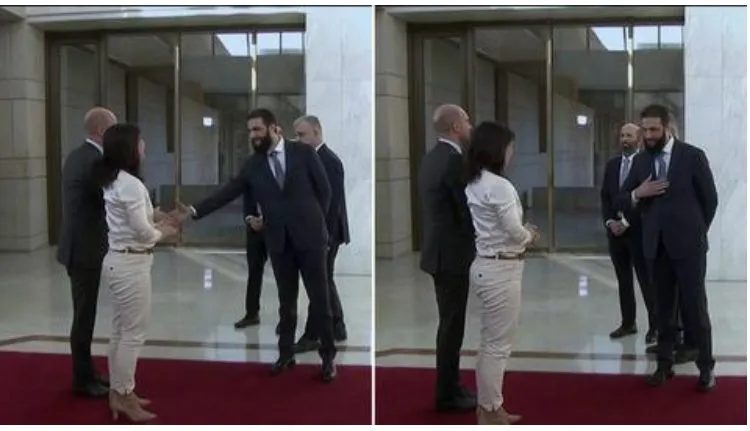 VIDEO/Lideri i ri i Sirisë nuk i jep dorën ministres së jashtme të Gjermanisë për arsye fetare!