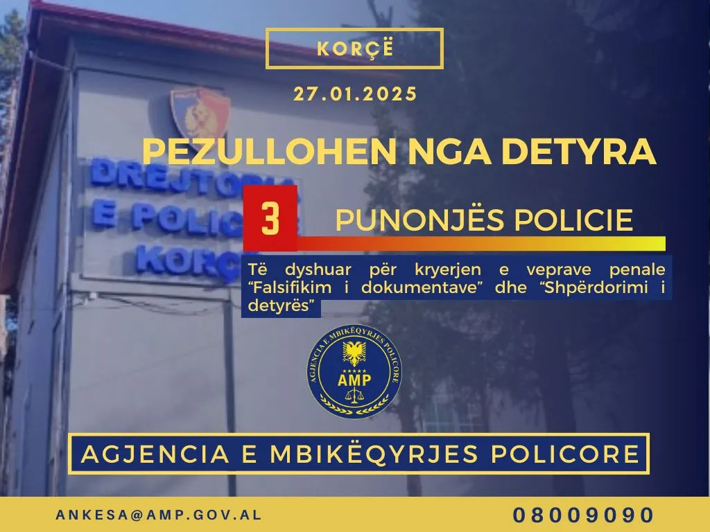 AMP pezullon nga detyra tre punonjës të Policisë Kufitare në Pogradec
