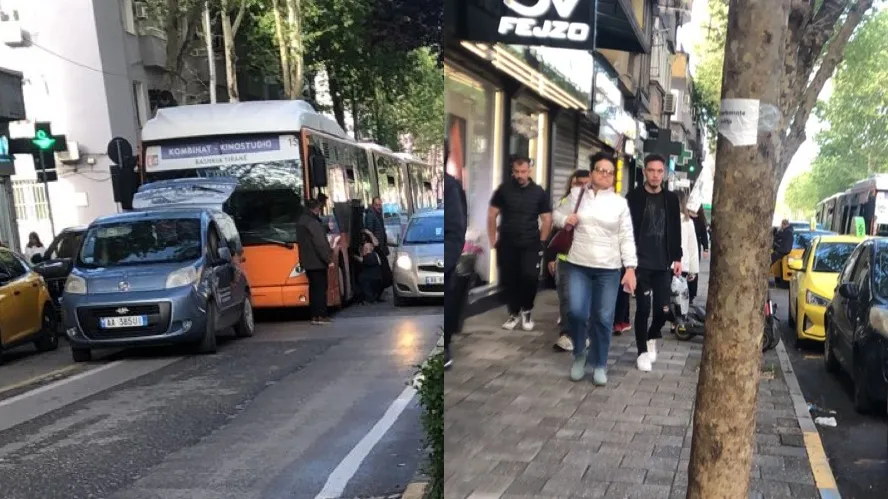 Foto/ Autobusi i prishur te “21 Dhjetori”, qytetarët zbresin në rrugë si në vitet ’90