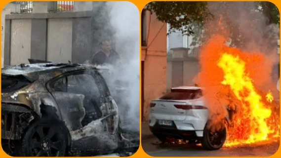Makina luksoze përfshihet nga flakët në Tiranë