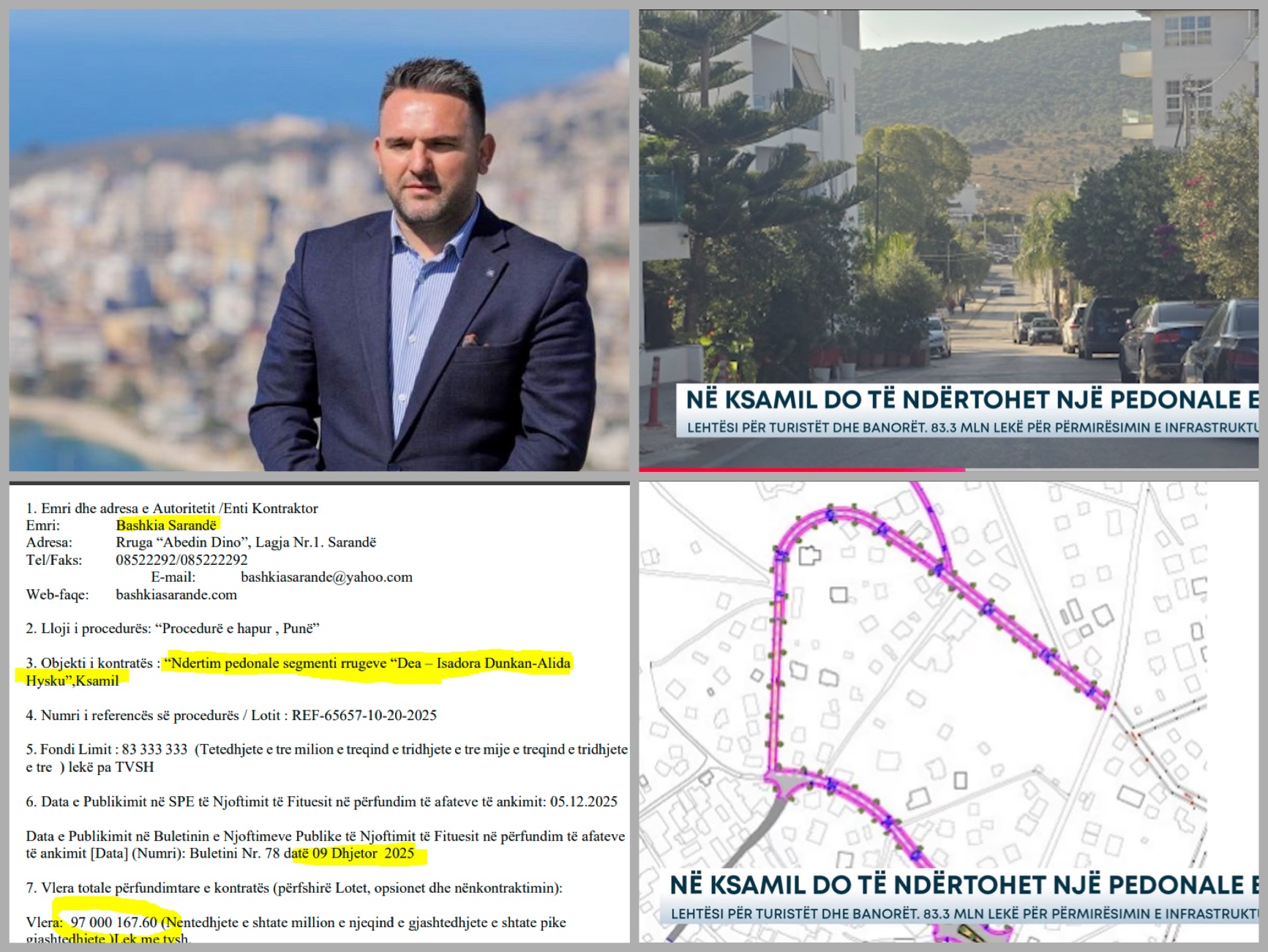 Pedonalja e Ksamilit, tender fiktiv dhe fitues i paracaktuar