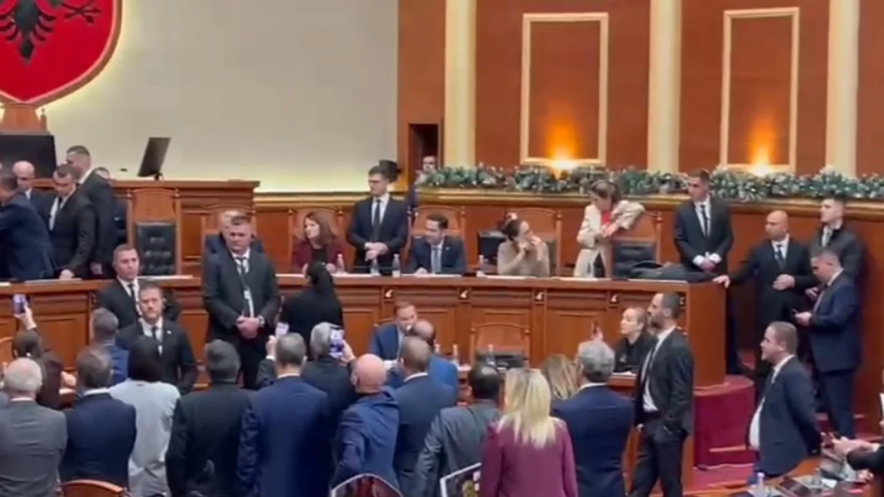 Kaos në Kuvend, Noka rrëzohet dhe ndihmohet nga kolegët