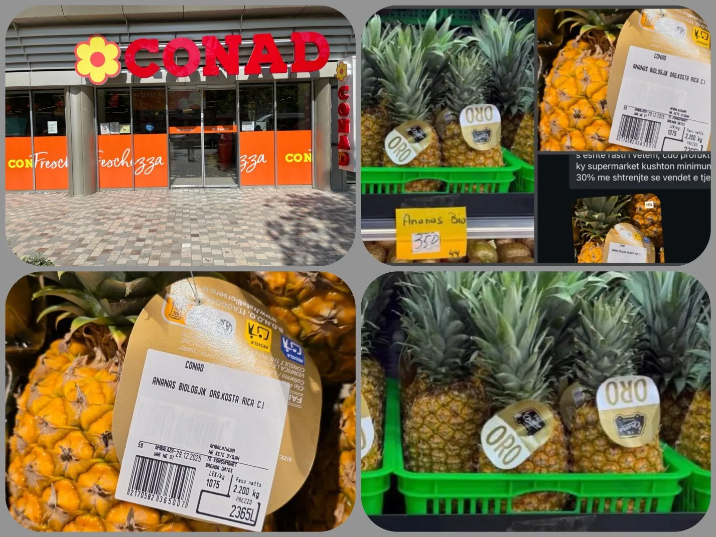Denoncimi, qytetari vlonjat për Conad:I njëjti ananas, dy çmime