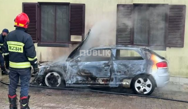 Merr flakë automjeti brenda oborrit të Dioqezës së Lezhës