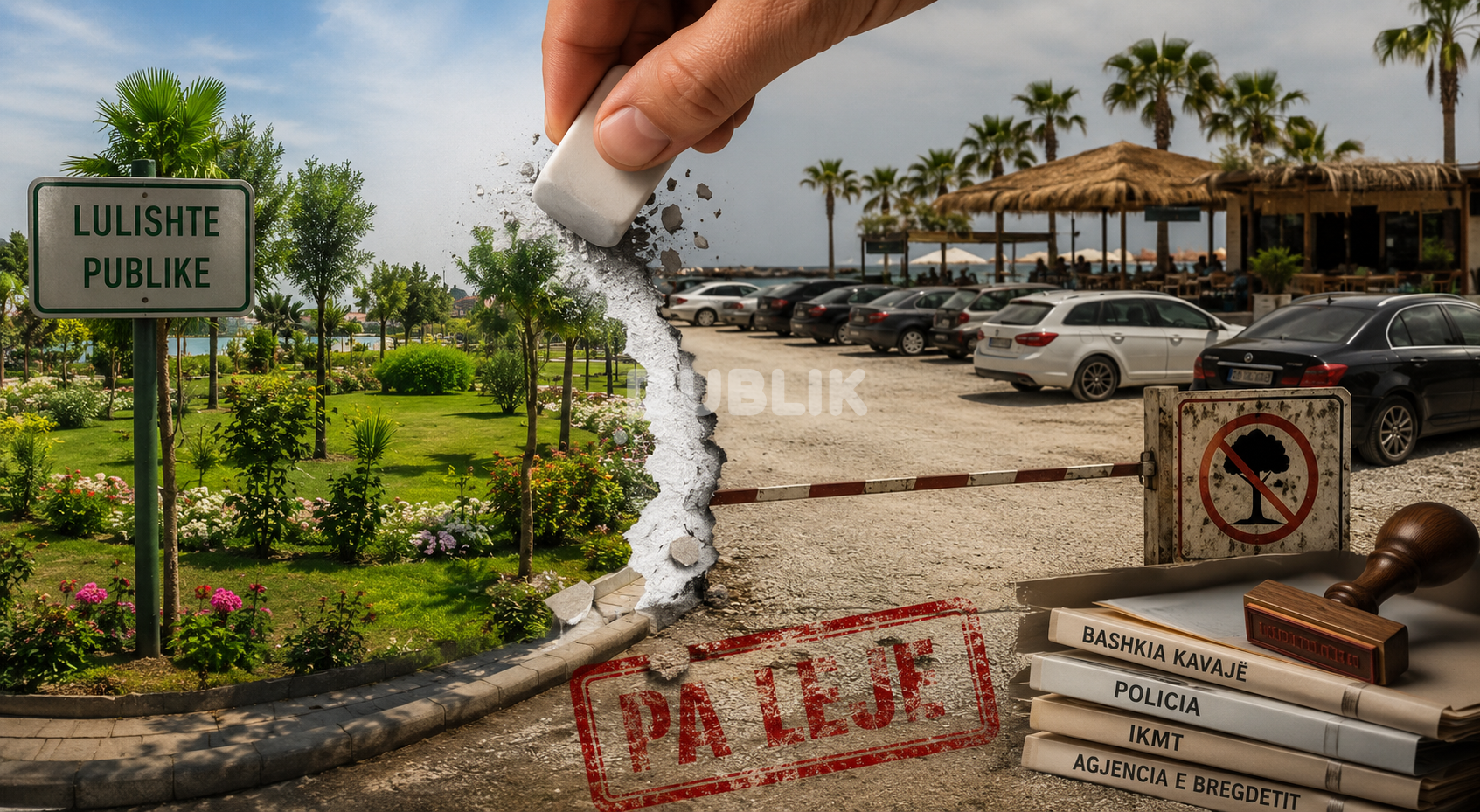 Denoncimi: Lulishtja publike në Golem kthehet në parking dhe beach bar pa leje