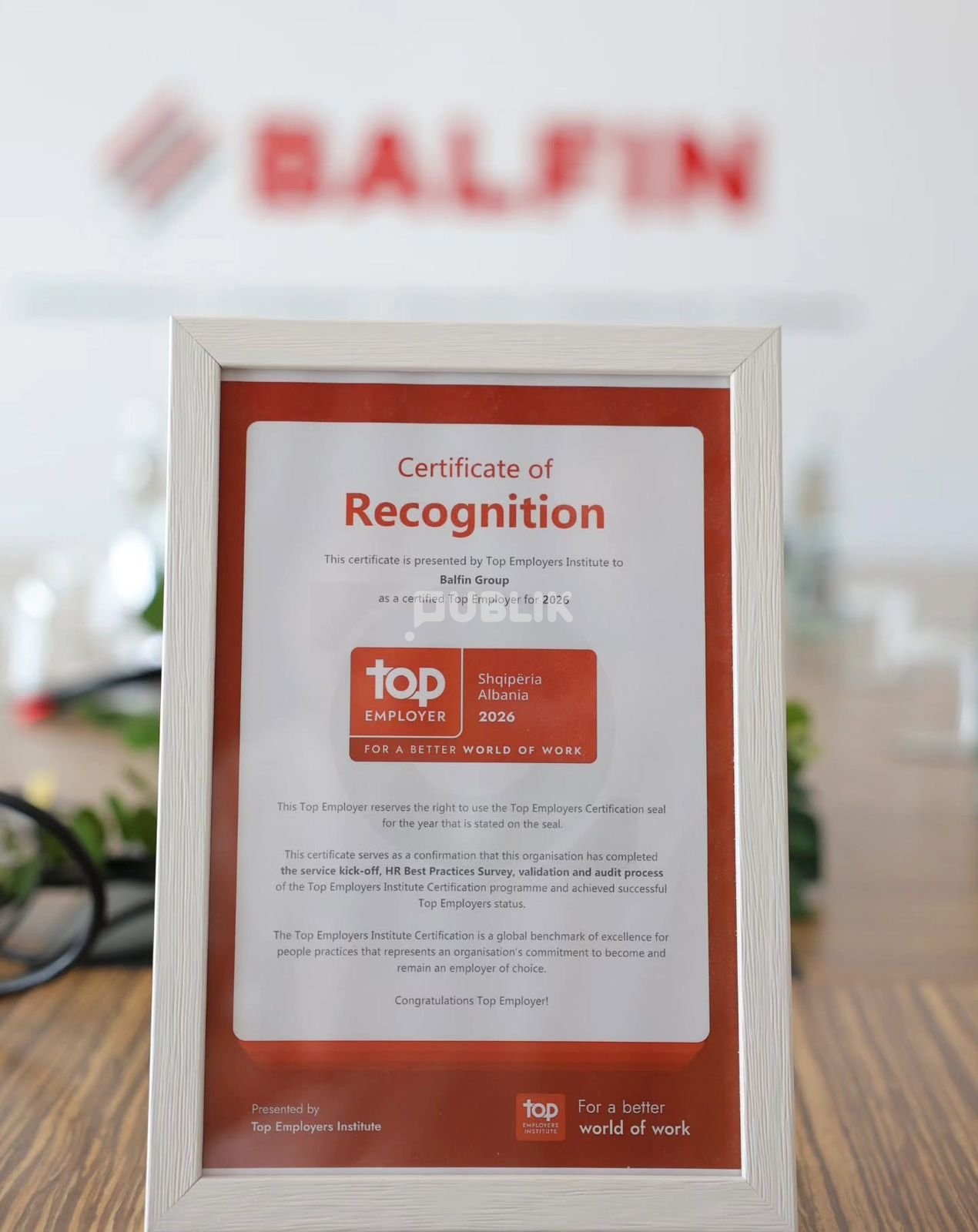 ‘BALFIN” shpallet “Top Employer 2026” nga “Top Employers Institute”