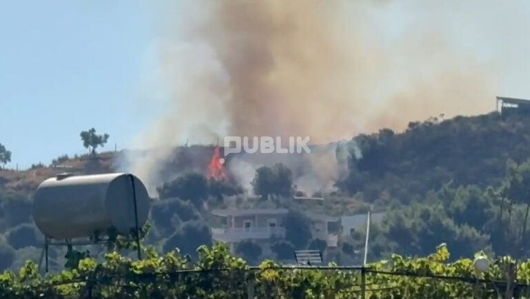 Zjarr në lagjen “15 Tetori” në Vlorë, flakët rrezikojnë banesat