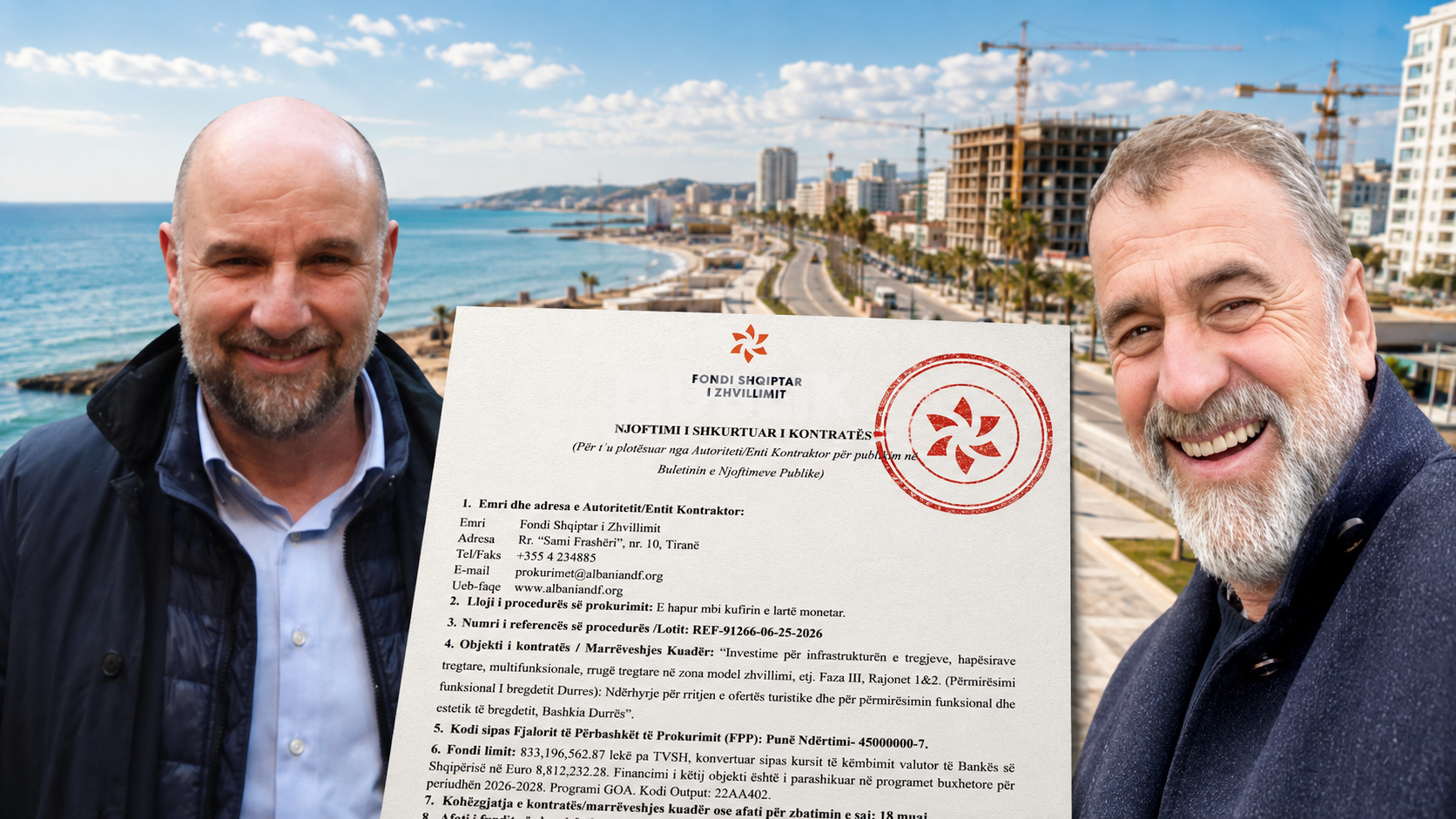 Tan Agolli i FSHZH i jep 8.8 milionë € Çim Fushës për bregun e Durrësit