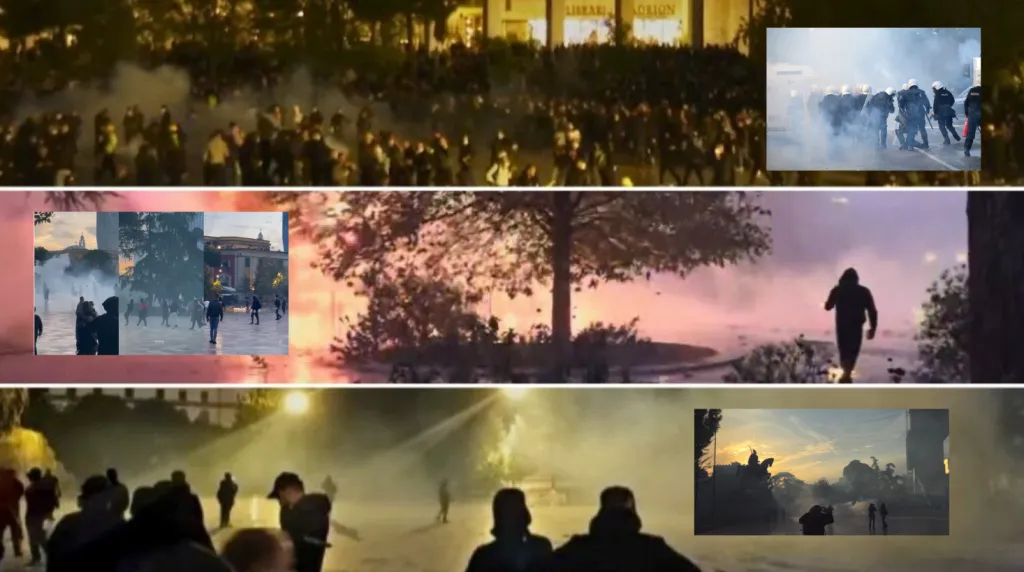 Çfarë ndodhi në protestën e sotme në Tiranë? Flakë, sulme, gaz lotsjellës dhe plumba gome