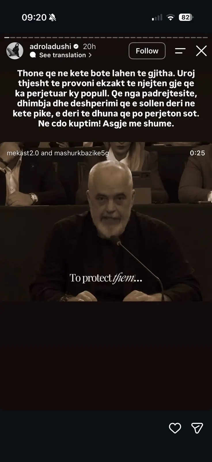 Adrola Dushi shpërthen ndaj Ramës  Uroj të provosh atë që ka përjetuar populli